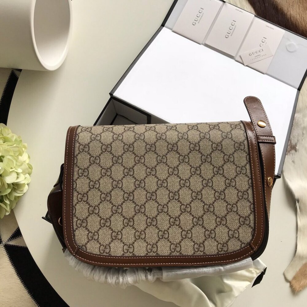 mint condition GUCCI 1955 HORSEBIT SHOULDER BAG GG supreme/brown - Picture 2 of 9